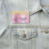 ゴールド グリッター ドリップス ピンク シマー 名札 (インサイチュ)