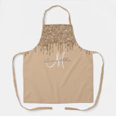 ゴールド グリッター ドリップス メタリック パーソナライズド エプロン (正面)