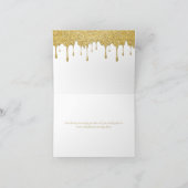 ゴールド グリッター ドリップス モダン エレガント スクリプト サンキューカード (内部)