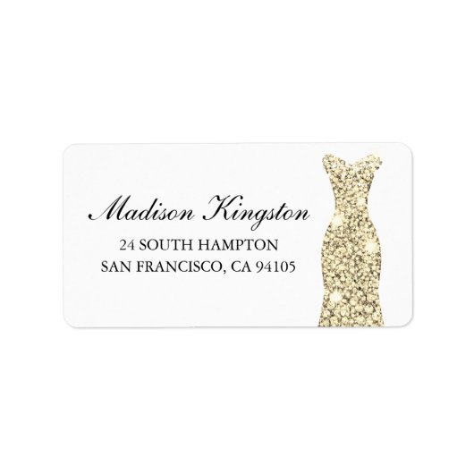 ゴールド グリッター ドレス 誕生日パーティー  ブライダル 復活祭 ラベル (正面)