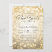 ゴールド グリッター ニューイヤーズイブ パーティーライト 招待状 (正面)