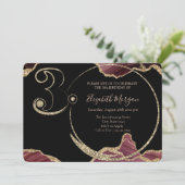 ゴールド グリッター バーガンディ マーブル 30歳の誕生日 招待状 (スタンド正面)