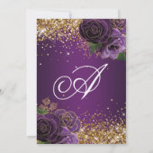 ゴールド グリッター パープル フラワーズ グラム スイート シックスティーン 招待状 (裏面)