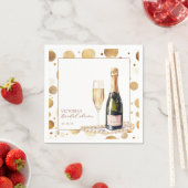 ゴールド グリッター パールとプロセッコ ブライダル シャワー スタンダードカクテルナプキン (インサイチュ)