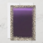 ゴールド グリッター フローラル フレーム パープル 引退 招待状 (裏面)