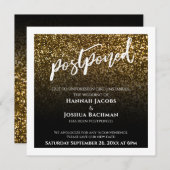 ゴールド グリッター ブラック オンブレ 延期 結婚式 カード (正面/裏面)