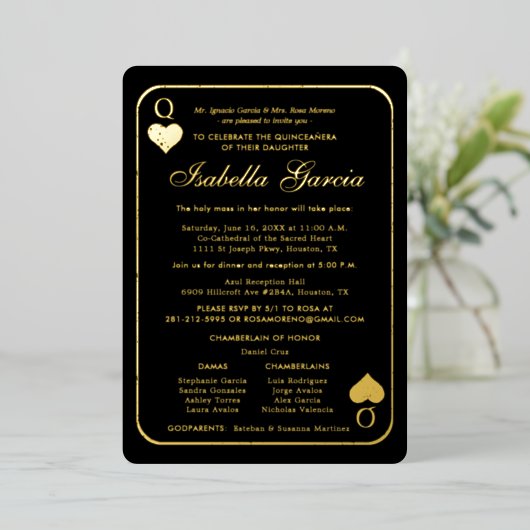 ゴールド グリッター プレイイング カード | ラスベガス キンセアニェーラ (立ち正面)