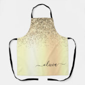 ゴールド グリッター メタル モノグラム グラム ネーム エプロン (正面)