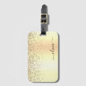 ゴールド グリッター メタル モノグラム グラム ネーム ラゲッジタグ (正面縦)