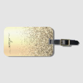 ゴールド グリッター メタル モノグラム グラム ネーム ラゲッジタグ (正面横)