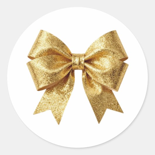 ゴールド グリッター ラグジュアリー ボウ：エディション viiI - FI045 ラウンドシール (正面)