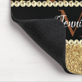 ゴールド グリッター レオパード ガーリー グラム モノグラム マウスパッド (コーナー)