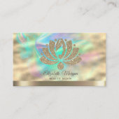ゴールド グリッター ロータス ホログラフィック インク ビューティー サロン 名刺 (正面)