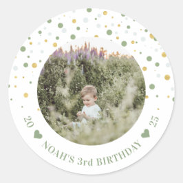ゴールド&グリーンの風船 | 男の子の誕生日パーティーの写真 ラウンドシール