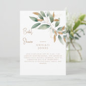 ゴールド＆グリーン葉 エレガントなブライダルシャワー 招待状 (スタンド正面)