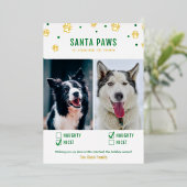 ゴールド＆グリーン　いたずら？それともいい子？　犬の2匹の写真 箔シーズンカード (立ち正面)