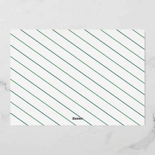 ゴールド＆グリーン　いたずら？それともいい子？　2匹の犬の写真 箔シーズンカード (裏面)