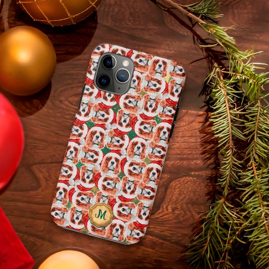 ゴールド グリーン キャバリア スパニエル かわいい犬 クリスマス Case-Mate iPhoneケース