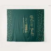 ゴールド＆グリーン コンフェッティ クラス リユニオン パーティー 背景 タペストリー (正面(横))