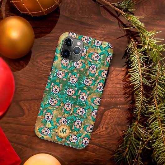 ゴールド グリーン コーギー かわいい犬 クリスマス Case-Mate iPhoneケース