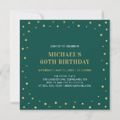 ゴールド & グリーン | サプライズ60歳の誕生日パーティー 招待状 (裏面)