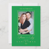 ゴールド グリーン シンプル モダン クリスマス フォト ファミリー (正面)