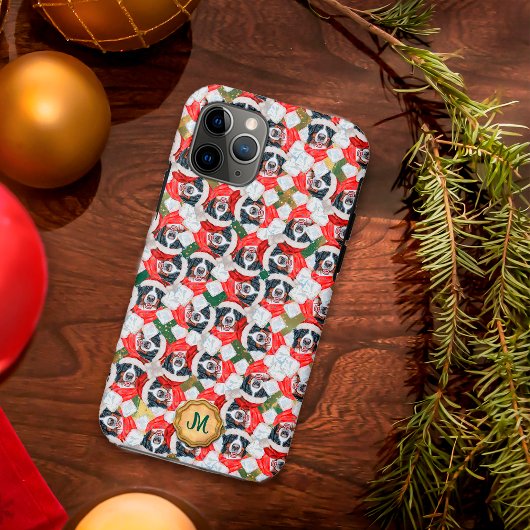 ゴールド グリーン バーニーズ・マウンテン・ドッグ クリスマス Case-Mate iPhoneケース