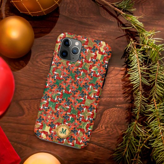 ゴールド グリーン ボクサー かわいい犬 クリスマス Case-Mate iPhoneケース