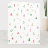 ゴールド グリーン レッドのクリスマスツリー柄 カード (裏面)