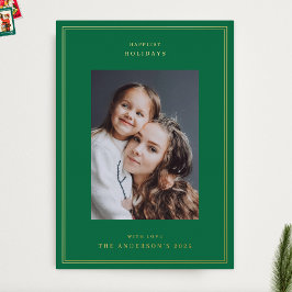 ゴールド グリーン レッド ホワイト フレーム 写真 クリスマス 箔シーズンカード