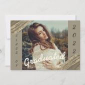 ゴールド グリーン 卒業写真 卒業おめでとうカード 招待状 (正面)