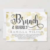 ゴールド＆グレイのブランチ＆バブル ブライダルシャワー 招待状 (正面)