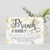ゴールド＆グレイのブランチ＆バブル ブライダルシャワー 招待状 (スタンド正面)