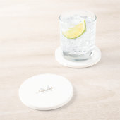 ゴールド＆グレー モノグラム＆スクリプトネーム ラウンド コースター (側面)