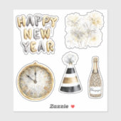ゴールド グレー 謹賀新年 シール (シート)