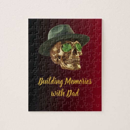 ゴールド ケルト スカル グリーン クローバー 父の日 ジグソーパズル (縦)