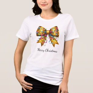 ゴールド コケット クリスマス ライト リボン トライブレンドTシャツ