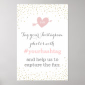 ゴールド コンフェッティ ウェディング フォト ハッシュタグ サイン (正面)