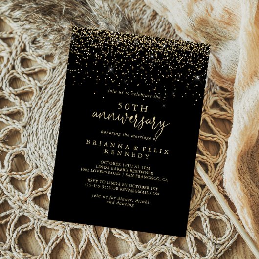 ゴールド コンフェッティ スクリプト 50周年 結婚記念日 招待状