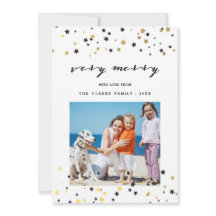 ゴールド コンフェッティ スターズ | ホリデー フォト カード