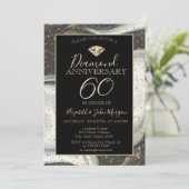 ゴールド コンフェッティ ダイヤモンド マーブル 結婚記念日 招待状 (スタンド正面)