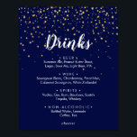 ゴールド コンフェッティ | ネイビー 結婚式 ドリンク メニュー サイン<br><div class="desc">このゴールド コンフェッティ | ネイビーの結婚式ドリンクメニューサインは、シンプルでクラシックな結婚式の披露宴に最適です。エレガントで遊び心のあるデザインは、ネイビーにフェイクゴールドのグリッターコンフェッティとミニマルなカリグラフィーをあしらい、モダンなボヘミアンの雰囲気を醸しています。</div>