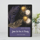 ゴールド コンフェッティ、バルーン パーティー 招待状 (スタンド正面)