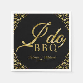 ゴールド コンフェッティ ブラック アイ ドゥ BBQエンゲージメントパーティー スタンダードカクテルナプキン