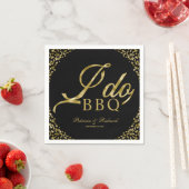 ゴールド コンフェッティ ブラック I Do BBQ 婚約パーティー スタンダードカクテルナプキン (インサイチュ)