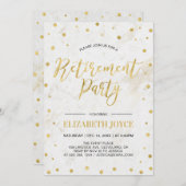 ゴールド コンフェッティ & マーブル | 現代的な退職パーティー 招待状 (正面/裏面)