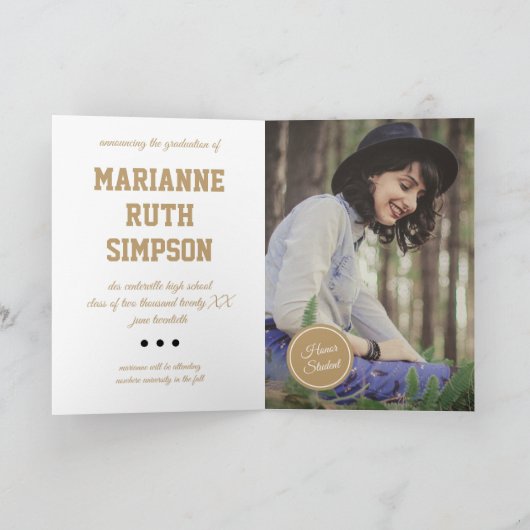 ゴールド サークル フォト 卒業式 招待状 (内部)