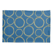 ゴールド サークル & ブライトブルー モダン おしゃれ 枕カバー (裏面)