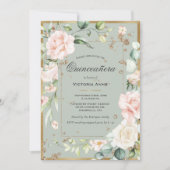 ゴールド サージュグリーン エレガント フラワー キンセアニエラ 招待状 (正面)