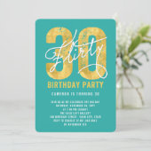 ゴールド サーティー・アンド・フリーティ 30歳の誕生日パーティー招待状 招待状 (スタンド正面)
